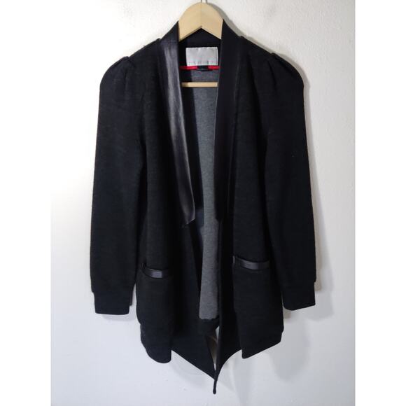 Carlos Campos Women's Charcoal Black Wool & Cotton Open Cardigan Size 2 - Picture 1 of 7